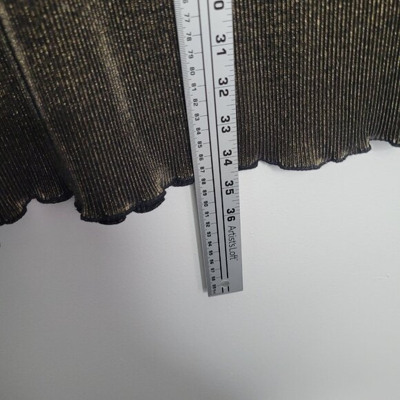 Vintage gold black metallic pull on textured party disco midi skirt - Picture 6 of 6